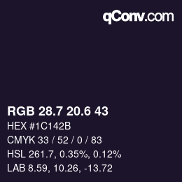 カラーコード: RGB 28.7 20.6 43 | qconv.com