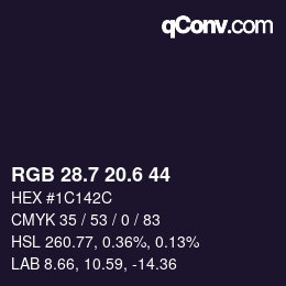 カラーコード: RGB 28.7 20.6 44 | qconv.com