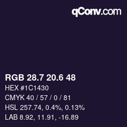 カラーコード: RGB 28.7 20.6 48 | qconv.com