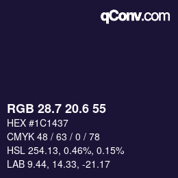 カラーコード: RGB 28.7 20.6 55 | qconv.com