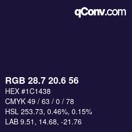 カラーコード: RGB 28.7 20.6 56 | qconv.com