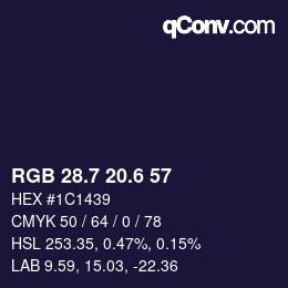 カラーコード: RGB 28.7 20.6 57 | qconv.com