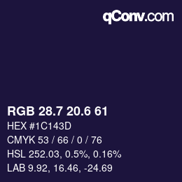 カラーコード: RGB 28.7 20.6 61 | qconv.com