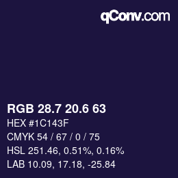 カラーコード: RGB 28.7 20.6 63 | qconv.com