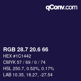 カラーコード: RGB 28.7 20.6 66 | qconv.com