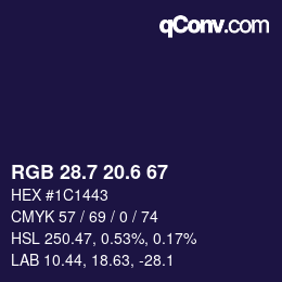 カラーコード: RGB 28.7 20.6 67 | qconv.com