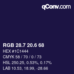 カラーコード: RGB 28.7 20.6 68 | qconv.com