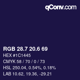 カラーコード: RGB 28.7 20.6 69 | qconv.com