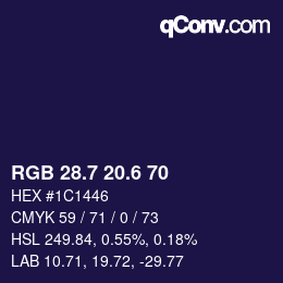 カラーコード: RGB 28.7 20.6 70 | qconv.com