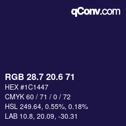 カラーコード: RGB 28.7 20.6 71 | qconv.com