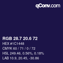 カラーコード: RGB 28.7 20.6 72 | qconv.com