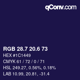 カラーコード: RGB 28.7 20.6 73 | qconv.com
