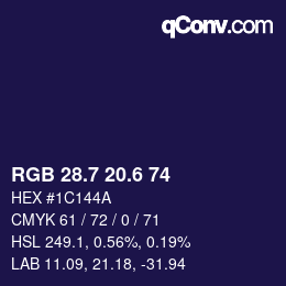 カラーコード: RGB 28.7 20.6 74 | qconv.com