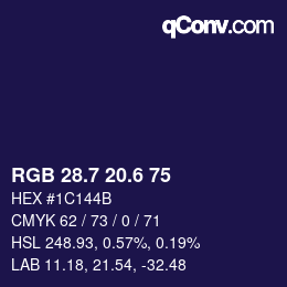 カラーコード: RGB 28.7 20.6 75 | qconv.com
