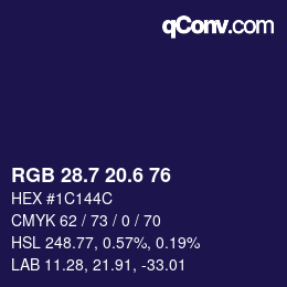 カラーコード: RGB 28.7 20.6 76 | qconv.com