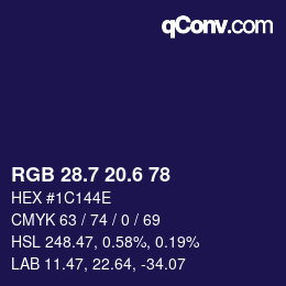 カラーコード: RGB 28.7 20.6 78 | qconv.com