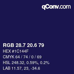 カラーコード: RGB 28.7 20.6 79 | qconv.com
