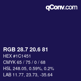 カラーコード: RGB 28.7 20.6 81 | qconv.com