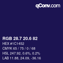 カラーコード: RGB 28.7 20.6 82 | qconv.com