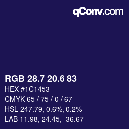 カラーコード: RGB 28.7 20.6 83 | qconv.com