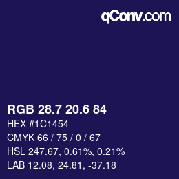 カラーコード: RGB 28.7 20.6 84 | qconv.com