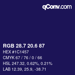 カラーコード: RGB 28.7 20.6 87 | qconv.com