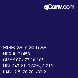 カラーコード: RGB 28.7 20.6 88 | qconv.com
