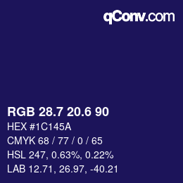 カラーコード: RGB 28.7 20.6 90 | qconv.com