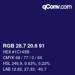 カラーコード: RGB 28.7 20.6 91 | qconv.com