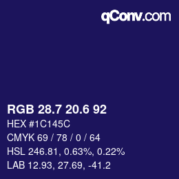 カラーコード: RGB 28.7 20.6 92 | qconv.com