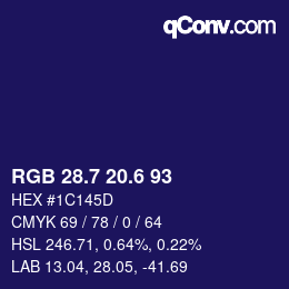 カラーコード: RGB 28.7 20.6 93 | qconv.com