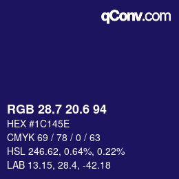 カラーコード: RGB 28.7 20.6 94 | qconv.com