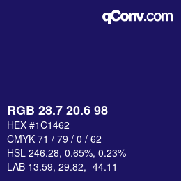カラーコード: RGB 28.7 20.6 98 | qconv.com