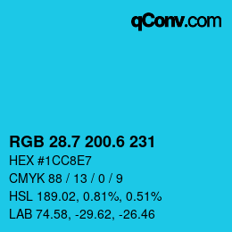 カラーコード: RGB 28.7 200.6 231 | qconv.com