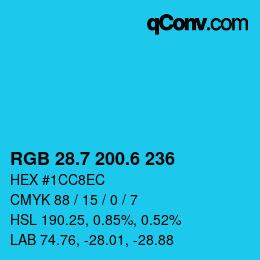 カラーコード: RGB 28.7 200.6 236 | qconv.com
