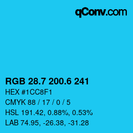 カラーコード: RGB 28.7 200.6 241 | qconv.com