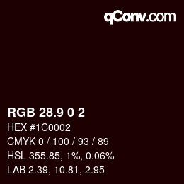 Color code: RGB 28.9 0 2 | qconv.com