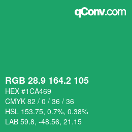 カラーコード: RGB 28.9 164.2 105 | qconv.com