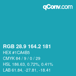 カラーコード: RGB 28.9 164.2 181 | qconv.com