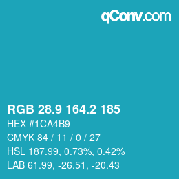 カラーコード: RGB 28.9 164.2 185 | qconv.com