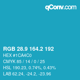 カラーコード: RGB 28.9 164.2 192 | qconv.com