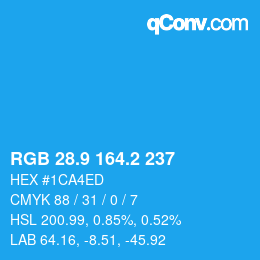 Color code: RGB 28.9 164.2 237 | qconv.com