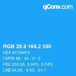 カラーコード: RGB 28.9 164.2 248 | qconv.com