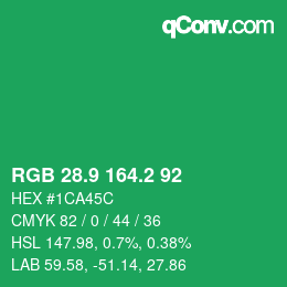 カラーコード: RGB 28.9 164.2 92 | qconv.com