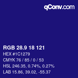 カラーコード: RGB 28.9 18 121 | qconv.com