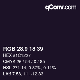 Color code: RGB 28.9 18 39 | qconv.com