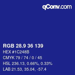 カラーコード: RGB 28.9 36 139 | qconv.com
