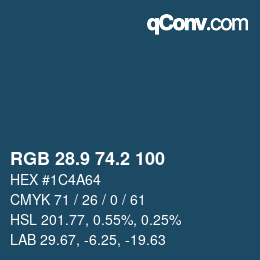 Color code: RGB 28.9 74.2 100 | qconv.com
