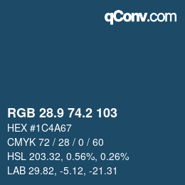 Color code: RGB 28.9 74.2 103 | qconv.com
