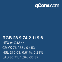 カラーコード: RGB 28.9 74.2 119.6 | qconv.com